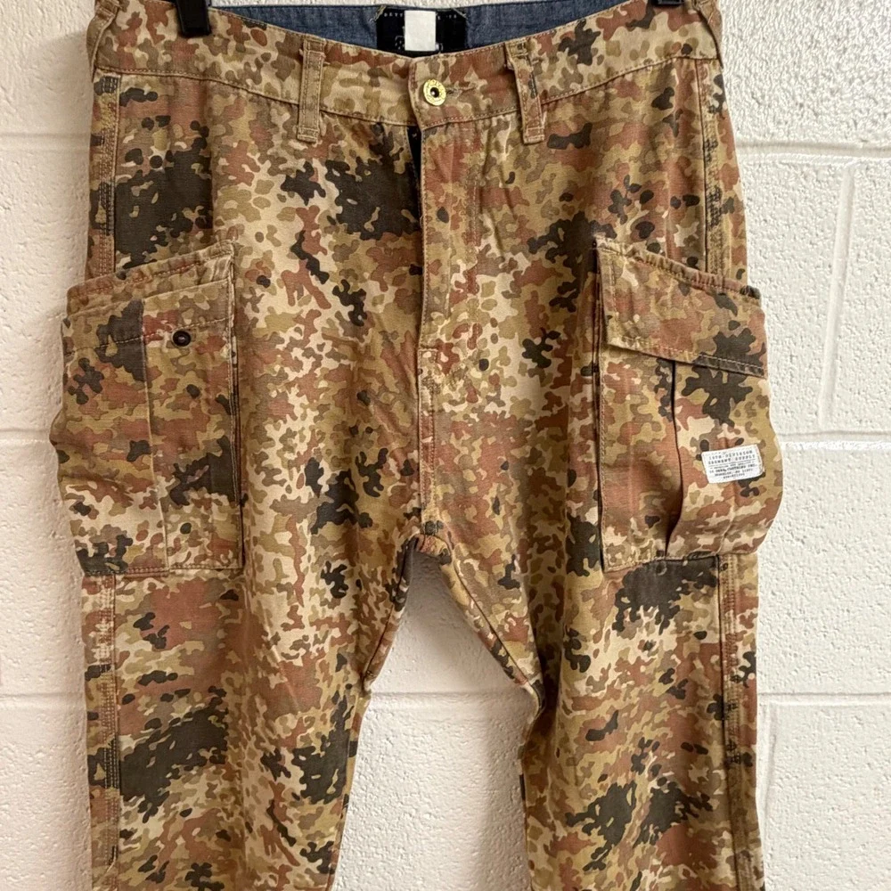 10.Deep Mens Flecktarn Camo Cargo Pants 32 Streetwear Tactical Cotton Canvas